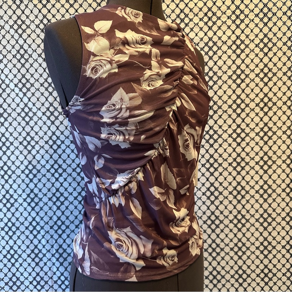 Floral Mesh Purple Rose Floral Print Size Medium Feminine Whimsy - Picture 2 of 4
